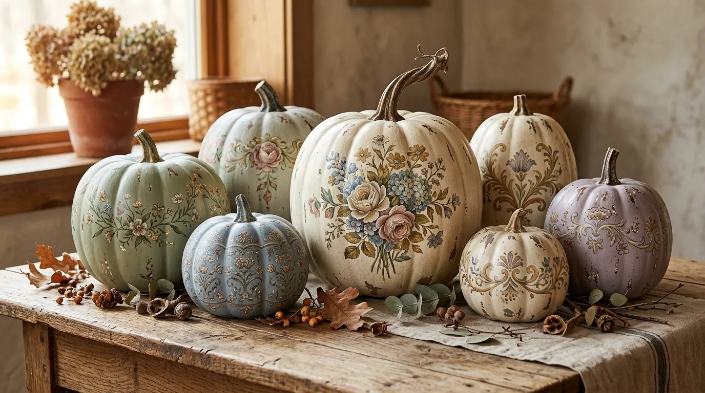 Finish with pumpkins that feel fun and display-ready inspiration for a painted pumpkin display.